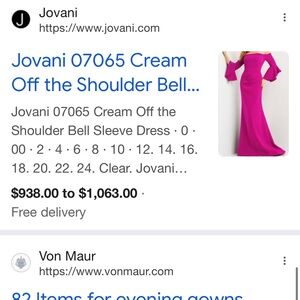 Jovani Fuchsia Off-Shoulder Long Sleeve Dress